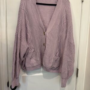 a.n.a Lilac Cable Knit Cardigan